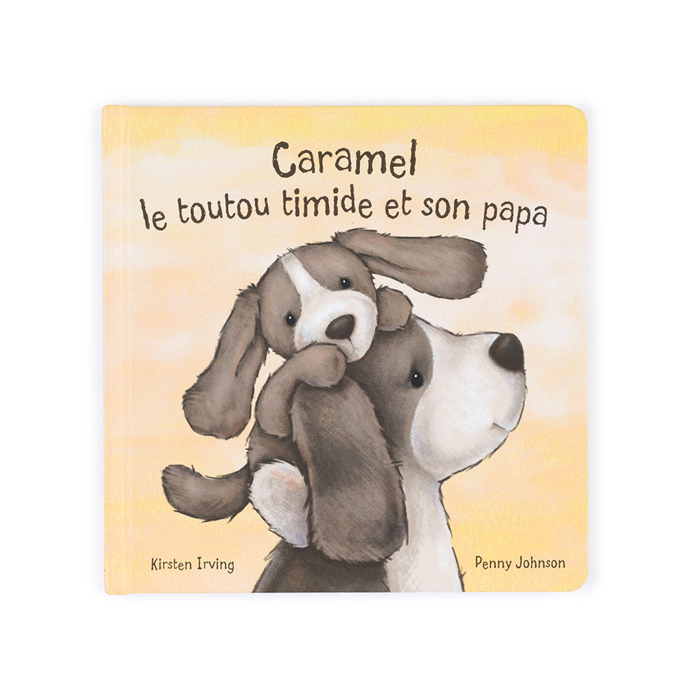 Caramel el perro tímido y su papá Libro Jellycat de tamaño único