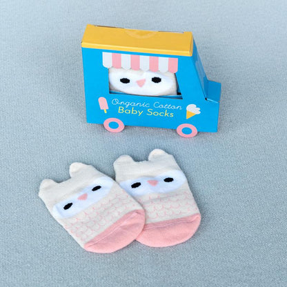 Chaussettes Bébé Rose Pink Owl (une Paire)