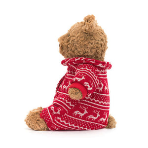 Pijama de invierno de oso Bartolomé, talla única, JELLYCAT
