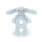 Bashful Blue Bunny Ring Ratlle One Size JELLYCAT